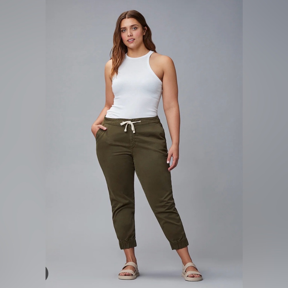 DL1961 Gwen Jogger Women’s Plus 22W Larimore Green Stretch Twill Crop Drawstring